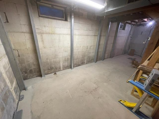 Completed foundation wall repair with steel bracing system in Walker MN