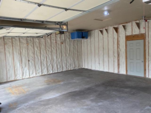 Completed spray foam insulated garage in Osceola WI