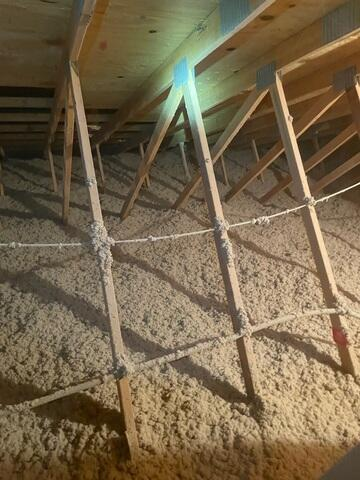 tru-soft-cellulose-insulation-iron-river-wi Tru-Soft cellulose insulation installed in Iron River WI attic